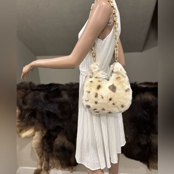 Multi Use Style Handmade Real Rex Rabbit Fur Purse/Shoulder Bag/Crossbody - Picture 4 of 16